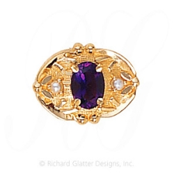 GS463 RG/PL - 14 Karat Gold Slide with Rhodolite Garnet center and Pearl accents 